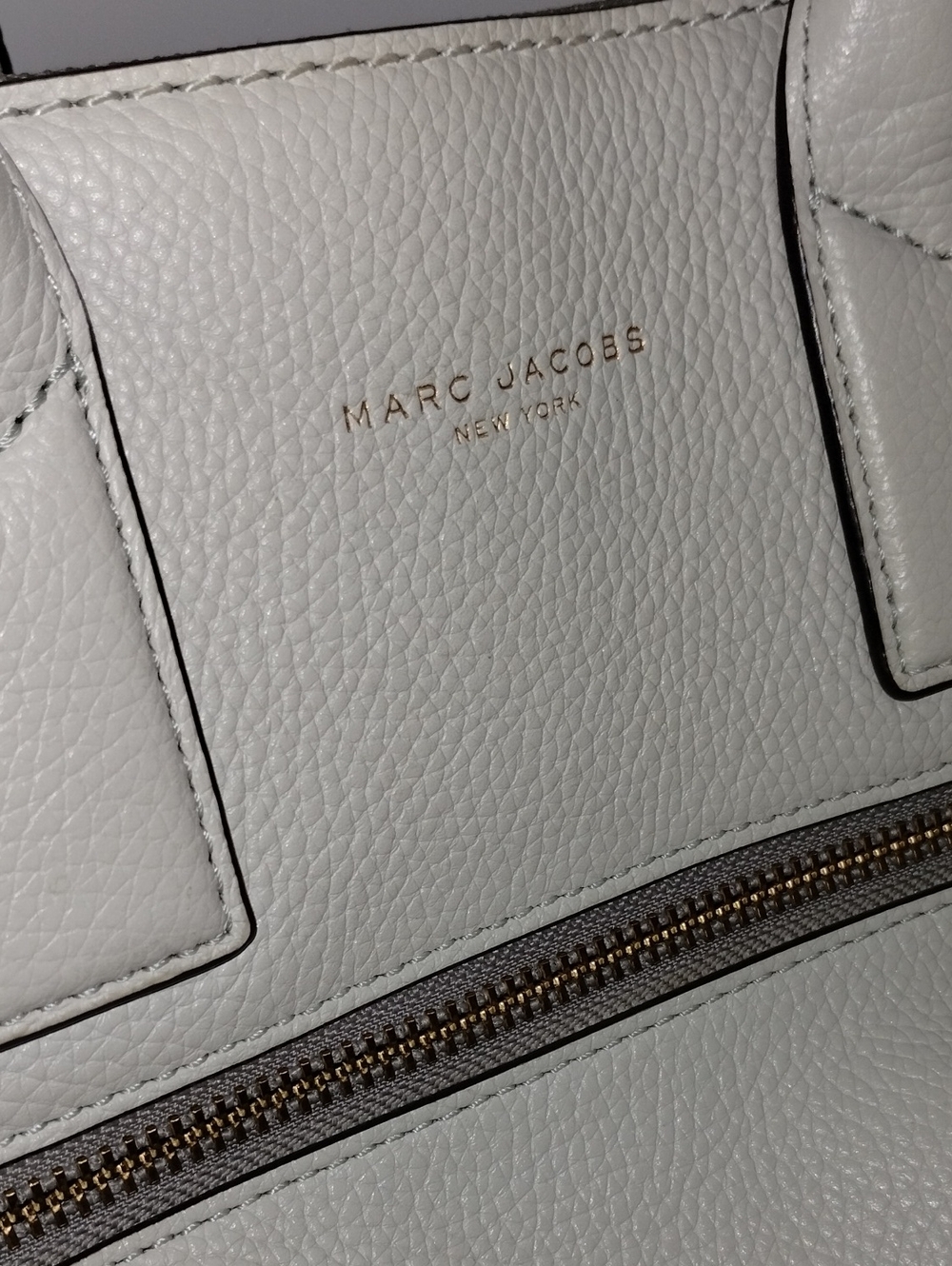 Marc Jacobs Cream Pebbled Leather Tote with Gold Hardware